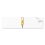 Happy smiley pencil with a easer bumper stickers