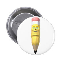 Happy smiley pencil with a easer pinback button