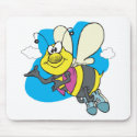 happy smiling cartoon bee mousepads