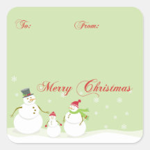 Happy Snowmen Gift Tag Square Stickers