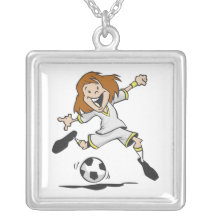 happy soccer girl kid graphic custom necklace