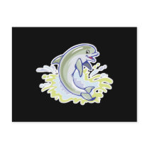 happy splashing baby dolphin post card