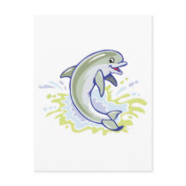 happy splashing baby dolphin post cards
