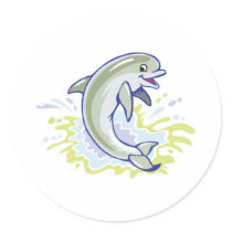 happy splashing baby dolphin stickers