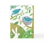 Happy Spring Birds & Bunny Greeting Card