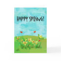 Happy Spring Watercolor Flowers Butterflies Card