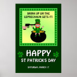 Happy St Patrick's Day Drink Up Poster posters