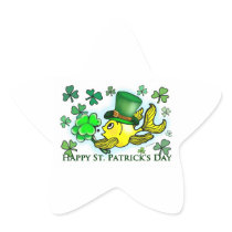 Happy St. Patrick's Day Goldfish Green Shamrocks Stickers