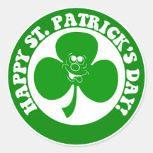 HAPPY ST PATRICK'S DAY ROUND STICKERS