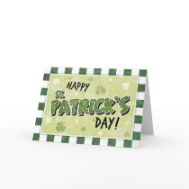 Happy St. Patrick's Day - Shamrock and Gingham Greeting Card