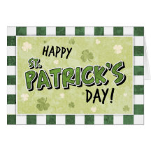 Happy St. Patrick's Day - Shamrock and Gingham Greeting Card