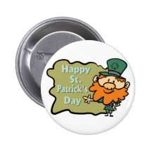 Happy St. Patrick's Leprechaun Pinback Buttons
