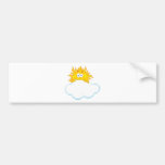 Happy Sun Mascot Hiding Behind Cloud Bumper Stickers