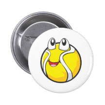 Happy Tennis Ball Smiling Pinback Buttons