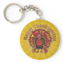 HAPPY THANKGIVING TURKEY by SHARON SHARPE Keychain