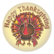 HAPPY THANKGIVING TURKEY by SHARON SHARPE Round Sticker