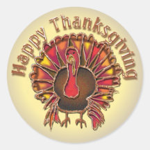 HAPPY THANKGIVING TURKEY by SHARON SHARPE Round Sticker