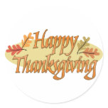 Happy Thanksgiving Autumn Leaves Round Sticker