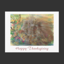Happy Thanksgiving Porcupine Artwork postcards