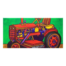 Happy Tractor by Piliero Personalised Photo Card