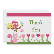 Happy Tree Owls Baby Shower Thank You Card Personalised Invites