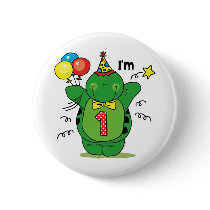 Happy Turtle 1st Birthday Pinback Buttons