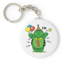 Happy Turtle 1st Birthday Key Chain
