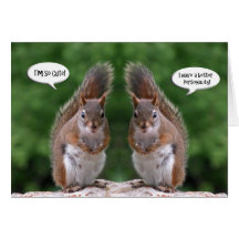 Happy Twins Day, Red Squirrel Humour, Cute and Per Greeting Cards