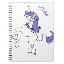 Happy Unicorn prancing purple Note Books
