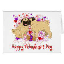 Happy Valentine Pug Kissing Tees Greeting Card