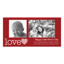 Happy Valentines Day - 2 photos - horizontal Custom Photo Card