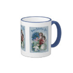 Happy Valentine's Day Blue Stripe Card Coffee Mug
