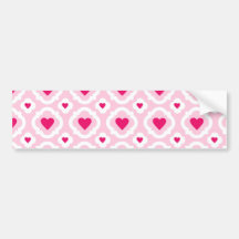 Happy Valentine's Day Hearts Pattern Pink Red Bumper Sticker