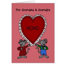 Happy Valentine's day mice for grandparents Greeting Cards