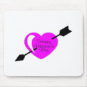 Happy Valentines Day Pink Black Heart mousepads