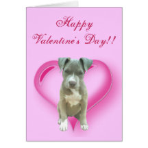 Happy Valentine's Day Pitbull Puppy greeting card