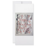 Happy Valentine's Day, torn and taped together rack cards