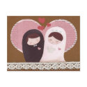 Happy Wedding(Pink/Brown) Postcard