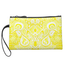 Happy YELLOW Crazy Paisley Wristlets