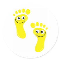 Happy Yellow Feet Round Sticker