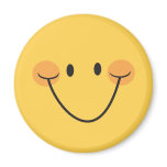 Happy yellow smiley face cartoon magnet