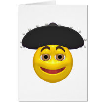 Happy yellow smiley wearing a mexican hat card