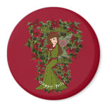 Happy Yule Poinsettia Faery Magnet