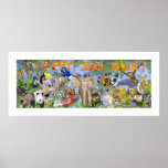 Happy Zoo Year Animals Childrens Wall Art Print