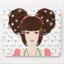 Harajuku Girl Yuriko with flowery background mousepads