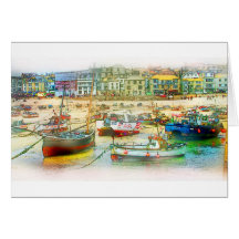 HARBOUR AS A PAINTING GREETING CARDS