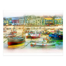 HARBOUR AS A PAINTING POST CARD