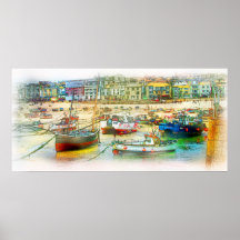 HARBOUR AS A PAINTING POSTERS