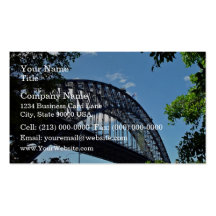 Harbour Bridge with the blue sky and clouds Business Card Templates
