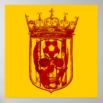 Hard core Spanish futbol fans skull shield gifts Poster